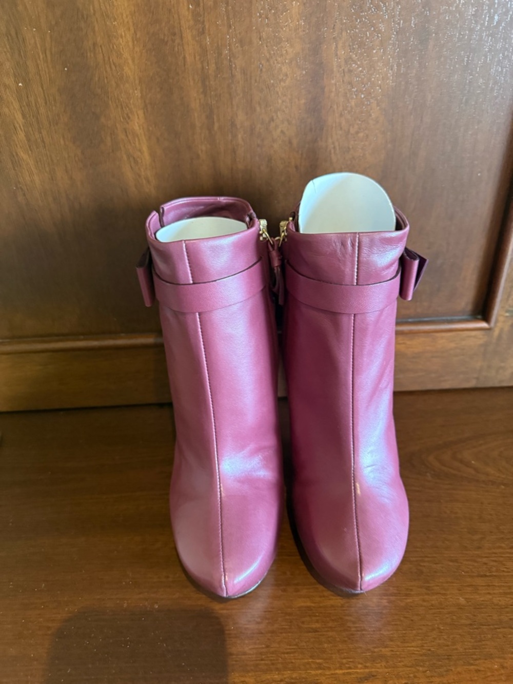 Nina Ricci Berry Pink Leather Ankle Booties 37.5